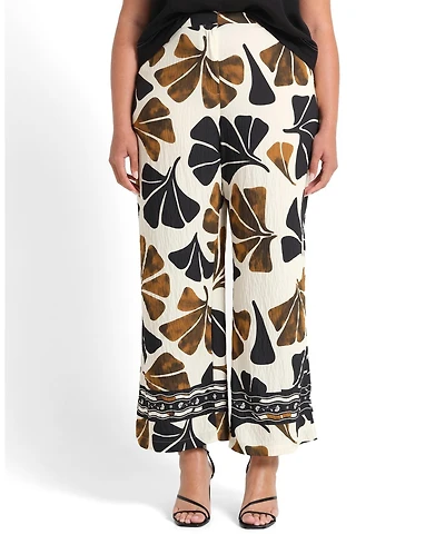 Estelle Women's Elaris Linen Print High Rise Wide Relaxed Pant