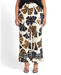 Estelle Women's Elaris Linen Print High Rise Wide Relaxed Pant
