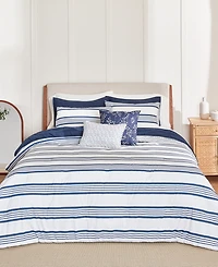Anne Klein Archer Stripe Cotton Blend -Piece Comforter Set
