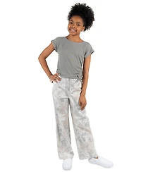 Tween Diva Girls' 7-16 Rib Knit T-Shirt and Printed Twill Pant, 2-Piece Set