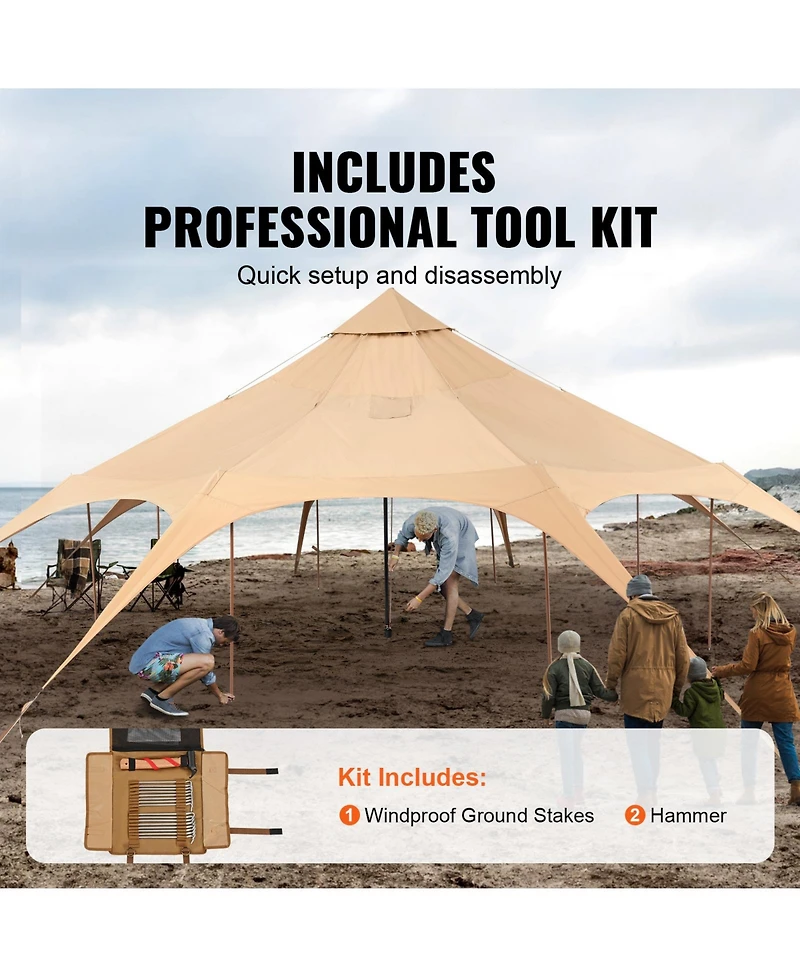Cozito Canvas Bell Tent, Yurt Tent with Stove Jack and 8 Windows