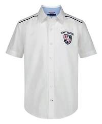 Tommy Hilfiger Boys' 8-20 Logo Short-Sleeve Button-Front Shirt