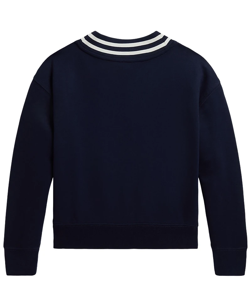 Polo Ralph Lauren Girls' 7-16 Striped Fleece V-Neck Sweatshirt