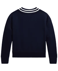 Polo Ralph Lauren Girls' 7-16 Striped Fleece V-Neck Sweatshirt
