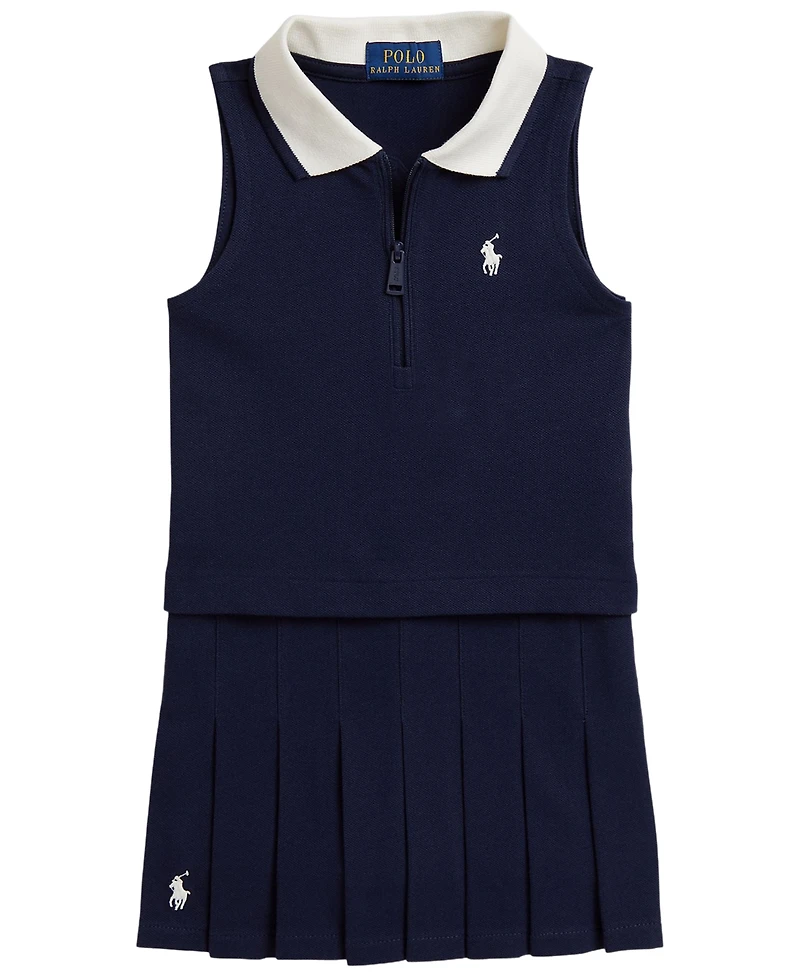 Polo Ralph Lauren Girls' 2T-6X Stretch Mesh Boxy Shirt and Skort, 2-Piece Set