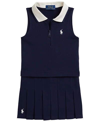 Polo Ralph Lauren Girls' 2T-6X Stretch Mesh Boxy Shirt and Skort, 2-Piece Set