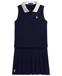 Polo Ralph Lauren Girls' 7-16 Stretch Mesh Boxy Shirt and Skort, 2-Piece Set
