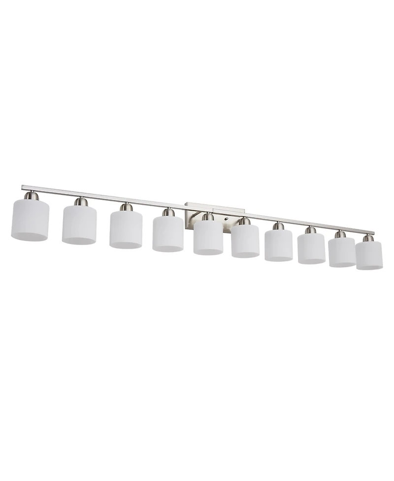 Busdays 10 Light Nickel Bathroom Vanity Light with Glass Shade Modern Wall Lights Over Mirror Farmhouse Sconce for Bedroom Living Room