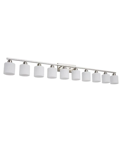 Busdays 10 Light Nickel Bathroom Vanity Light with Glass Shade Modern Wall Lights Over Mirror Farmhouse Sconce for Bedroom Living Room