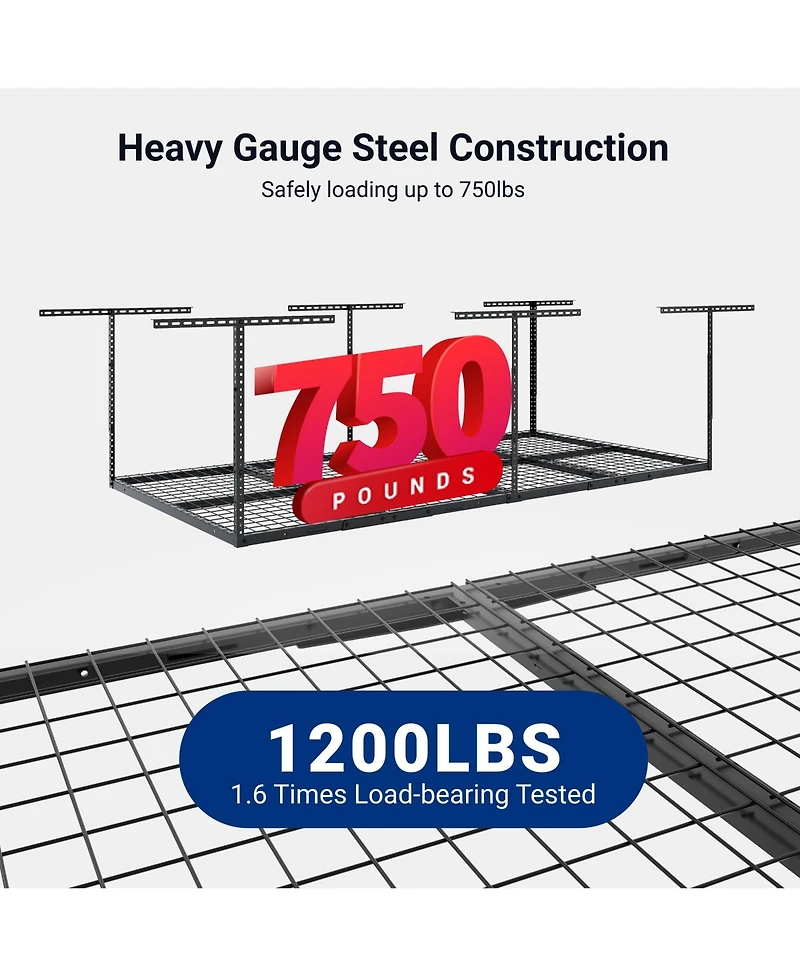 Fleximounts 2 Pack Overhead Garage Storage Adjustable Ceiling Rack
