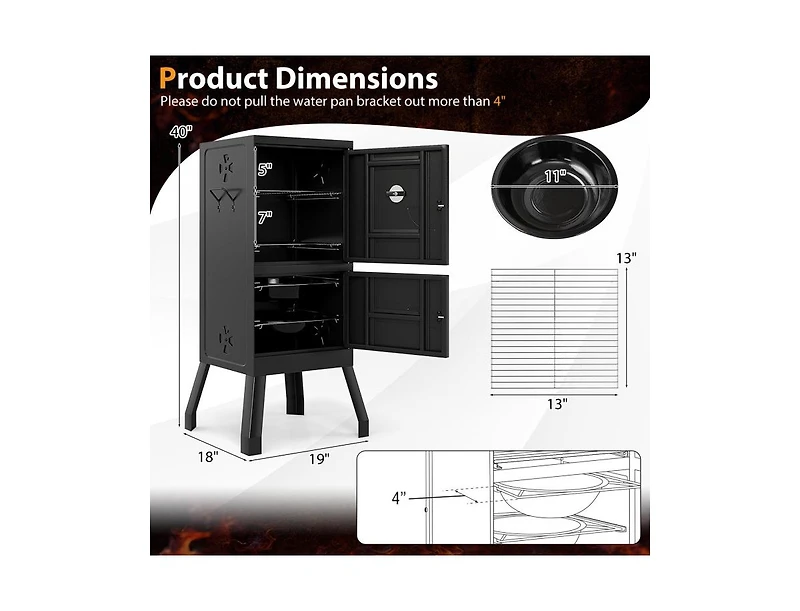 Mondawe Vertical 2-Tier Outdoor Barbeque Grill with Temperature Gauge