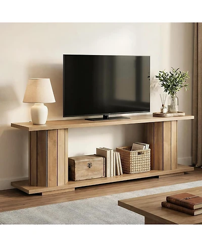 Tribesigns Tv Stand for 60/65/70 Inch Tvs, Wooden Entertainment Center with Open Storage Shelves, Farmhouse TV Console Media Television Stands