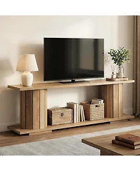 Tribesigns Tv Stand for 60/65/70 Inch Tvs, Wooden Entertainment Center with Open Storage Shelves, Farmhouse TV Console Media Television Stands