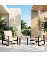 Tribesigns 3-Piece Outdoor Patio Furniture Set with 2 Armchairs and 1 Side Table,Metal Frame 6'' Thick Cuushions, Conversation Brand