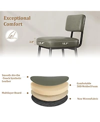 homfan Set of 4 Counter Height Bar Stools, 26 Inch Upholstered Seats with Backrests, Metal Legs, Suitable for Kitchen Island, Home Bar and Dining Room