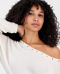 Rebellious One Juniors' Grommet Boat-Neck Sweater