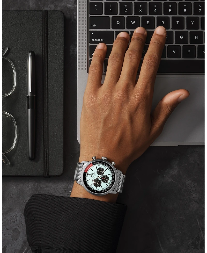 Simon Stainless Steel Chronograph Silver Tone & Black and Blue Men's Watch 1322ASIS