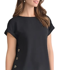 Jones New York Women's Side-Button Short-Sleeve Top
