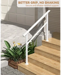 gaomon 2-Pack Adjustable White Metal Hand Rails for Outdoor Steps 4-Step Stair Railing Kit Weatherproof and Comfortable Grip for Concrete