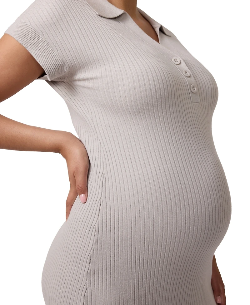 Ingrid + Isabel Maternity Short Sleeve Collared Sweater Dress