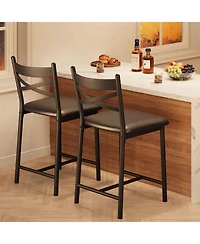 gaomon Counter Height Bar Stools Set of 8, Upholstered Dining Chairs, Thick Cushion, X-Back, Waterproof Pu Leather, for Kitchen Island