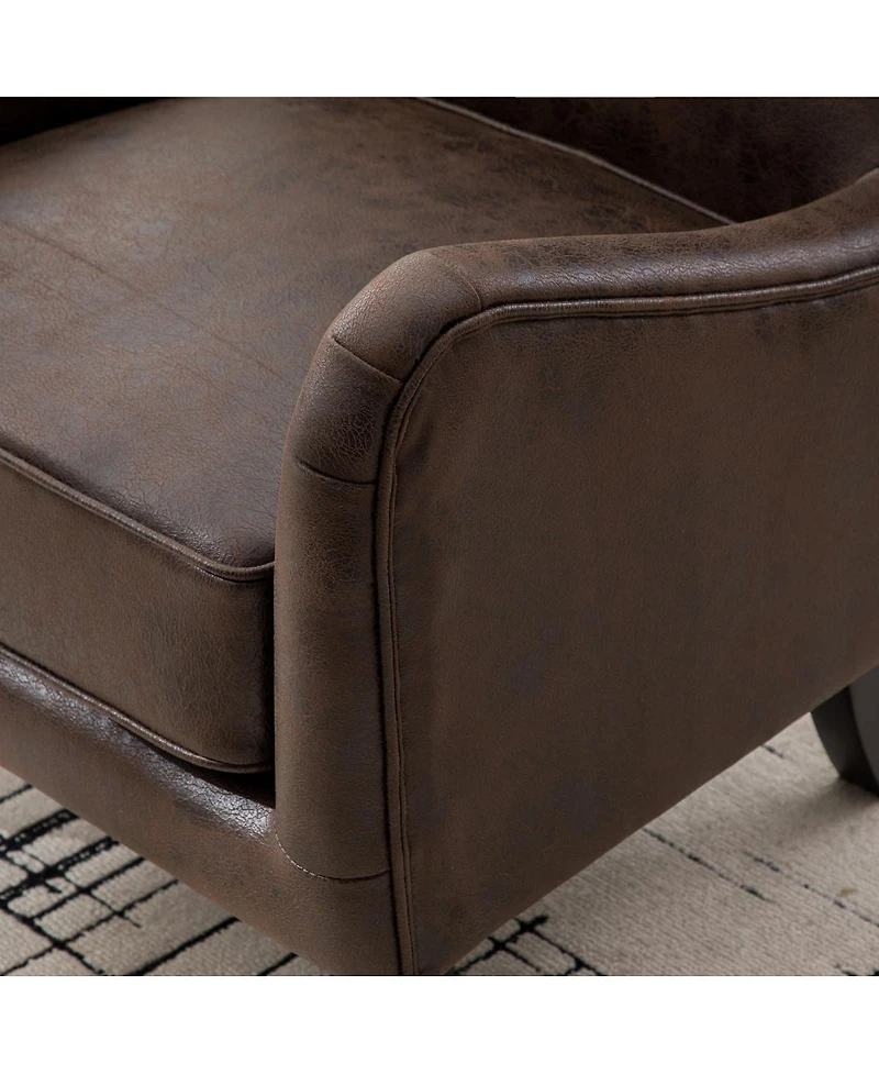 Streamdale Furniture 28"W Pu Leather High Back Wingback Accent Chair with Solid Wood Legs