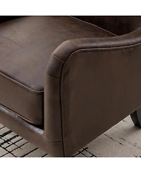 Streamdale Furniture 28"W Pu Leather High Back Wingback Accent Chair with Solid Wood Legs
