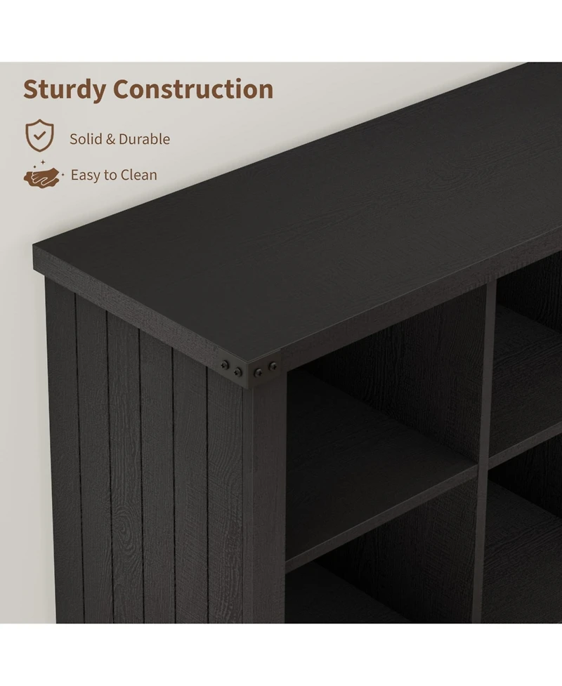 Gaomon 8 Cube Farmhouse Book Shelf, 2-Tier Storage Freestanding Bookcase Cabinet for Living Room, Entryway