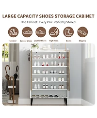 Gaomon Large Shoe Cabinet with Doors, 6 Tier Shoe Storage Organizer with Adjustable Shelves for Entryway Hallway Living Room, White