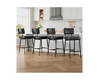homfan 2 Set of Faux Leather Counter Height Bar Stools with Backrest, Modern Upholstered Chairs with Metal Legs for Kitchen Island and Counter Bar