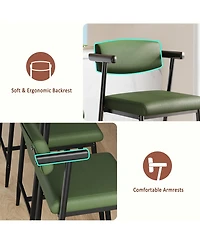 homfan Set of 4/6/8 Counter Height Bar Stools with Soft Back and Armrests, Chairs Footrest Heavy Duty Metal Frame for Kitchen Island