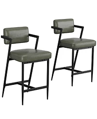 homfan 4/6/8-piece upholstered counter stools with arms, backrest, thick cushions, footrest