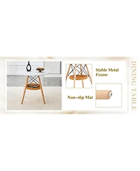 Streamdale Furniture 31.5" Circular Dining Table with Woven Storage Basket and Wood Legs