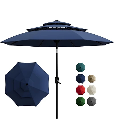 Xo Patio Umbrella with Vented Canopy, Outdoor Market Table Umbrella with Crank Lift & Push Button Tilt, 8-Rib Steel Frame Uv-Resistant Shade