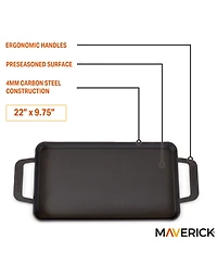 Maverick Carbon Steel 22-Inch Preseasoned Griddle