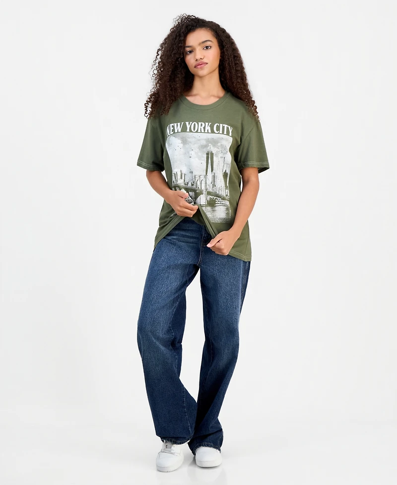 Rebellious One Juniors' Cotton Nyc Graphic T-Shirt