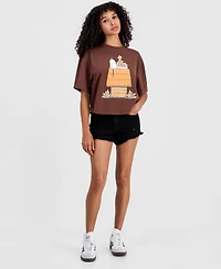 Peanuts Juniors' Snoopy Boxy Crewneck Tee