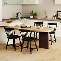 Costway Windsor Dining Chairs with Turned Legs Curved Spindle Back for Living Room