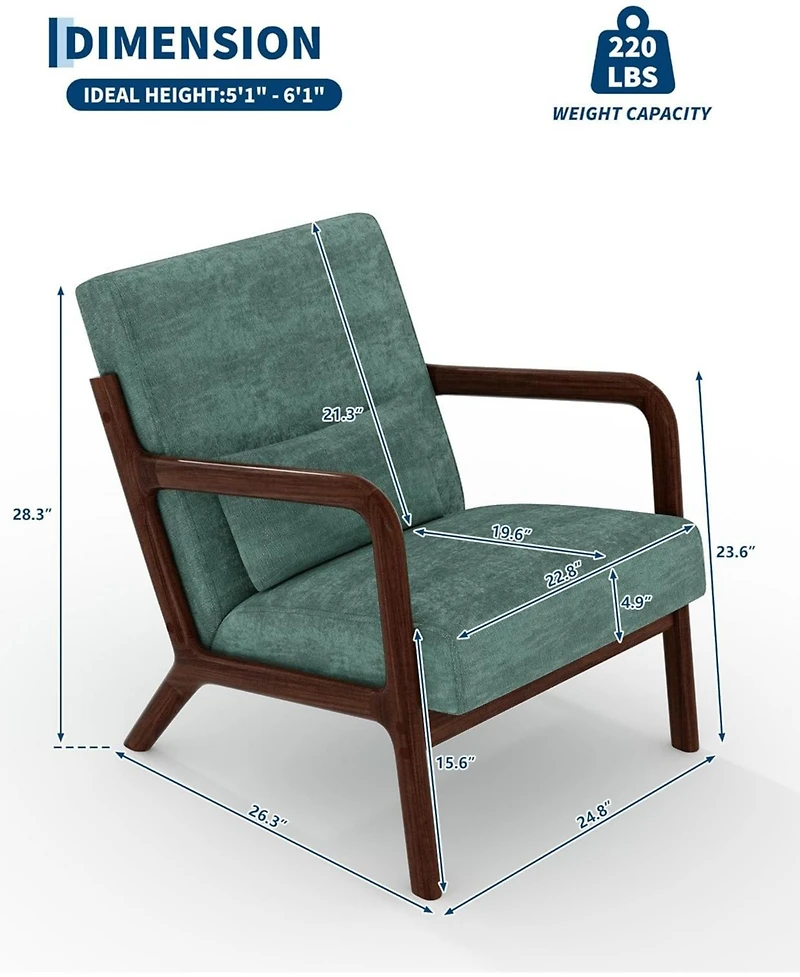 gaomon Modern Chenille Accent Chair, Ergonomic Lounge Armchair for Living Room, Bedroom, Office