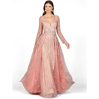 Lara Women's Elegant Overskirt Dress with Long Sleeves