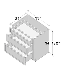 Boyel Living 33 Inch Wide 3-Drawers Base Cabinets, Ready to Assemble Kitchen Cabinet with Solid Wood Frame, Soft-Close Slides and Hinges