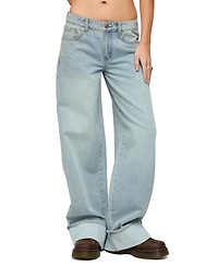 Edikted Women's Contrast Heart Low Rise Baggy Jeans