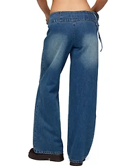 Edikted Women's Cleo Tie Waist Low Rise Baggy Jeans