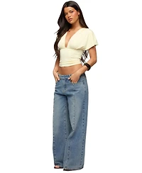 Edikted Women's Buttoned Waist Low Rise Baggy Jeans