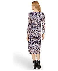 Yumi Women's Abstract Stripe Ruched Midi Dress