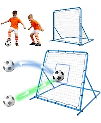 Xo Dual Mode Soccer Goal and Rebounder Net, Adjustable Angle Training Net, Portable Soccer Practice Equipment for Backyard