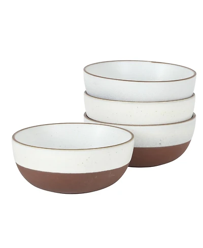 Gibson Home William Crest 4 Piece Cereal Bowl Set, 6.25 inch Round Stoneware Reactive Bowls, Soup, Dessert & Snack Bowls