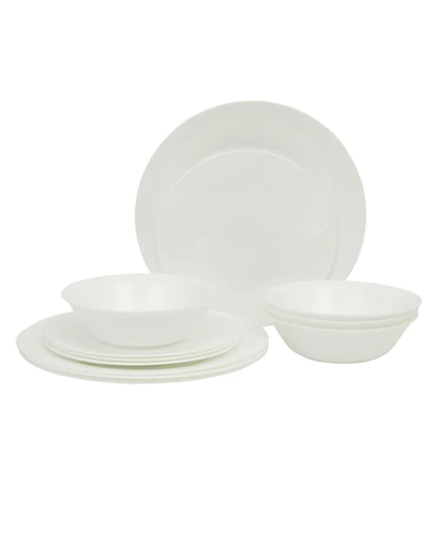 Gibson Home Vanilla Hills 12pc Opal gGass Set, Service for 4 Dinner Plate, Salad Plate and Bowls Chip-Resistant
