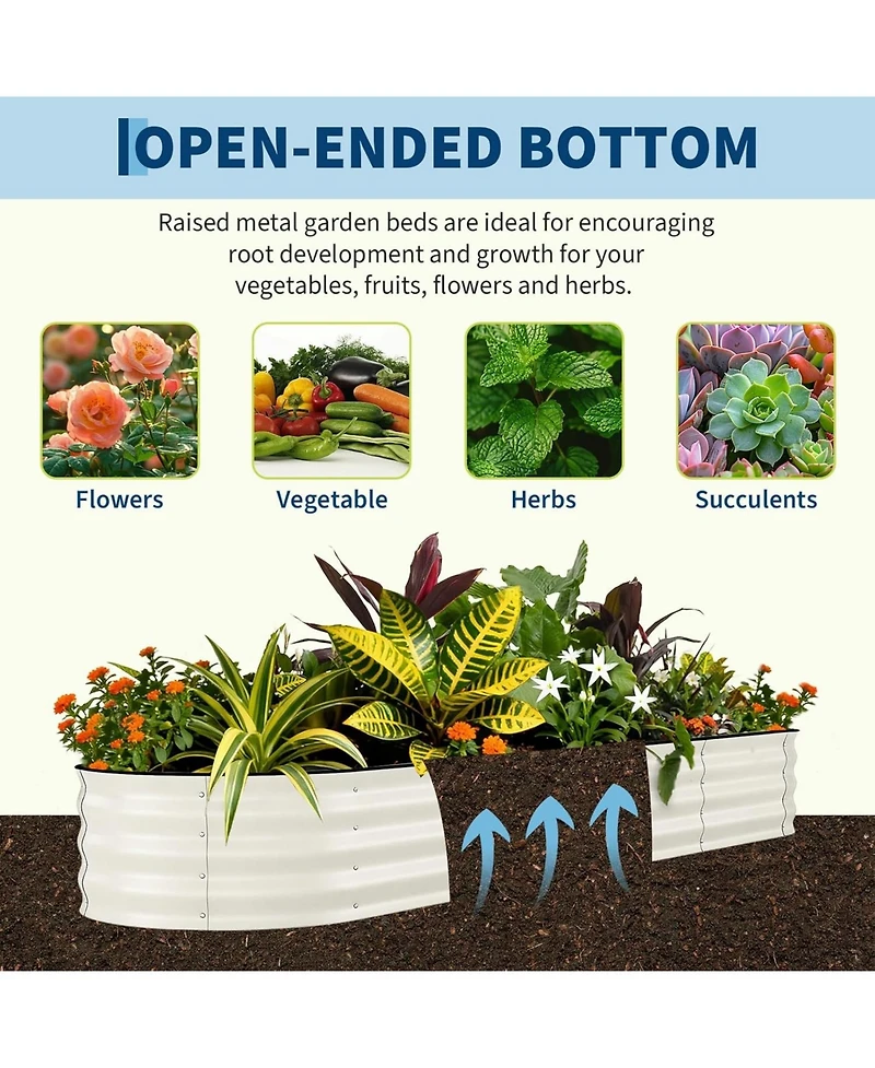 Xo 8x2x1.5FT Galvanized Raised Garden Bed, Metal Planter Box for Vegetables Flowers Herbs, Rust-Resistant Outdoor Garden Bed