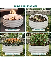 Xo Round Galvanized Raised Garden Bed 2x1 ft, Metal Planter Box Set, Safe Edge, Rustproof, Outdoor